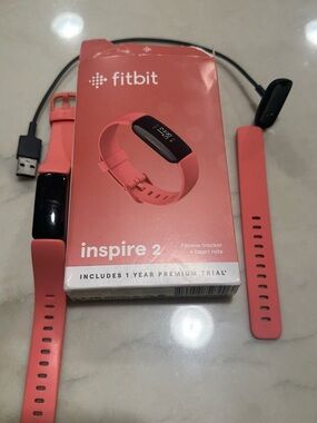 fitbit Inspire 2 Tracker with Coral Pink Bands